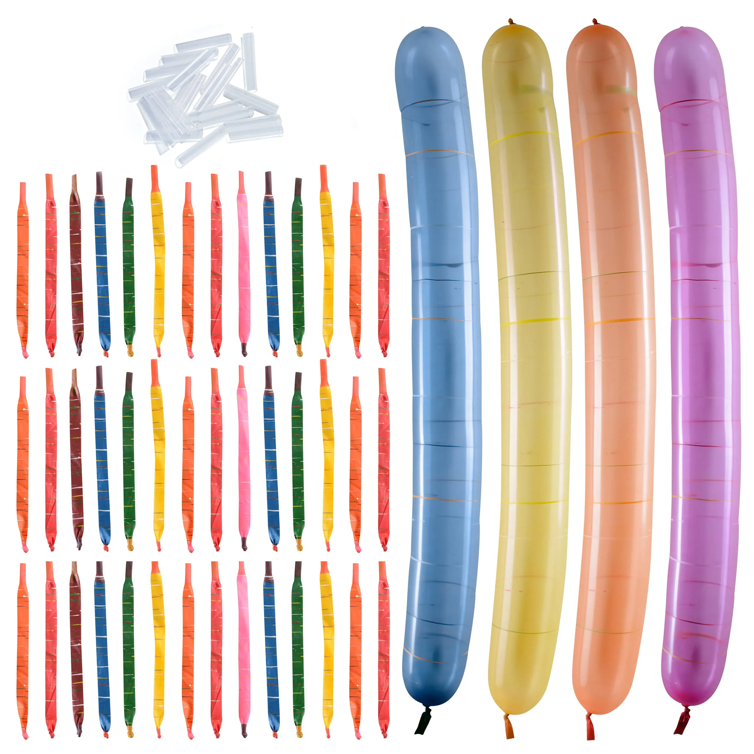 120 Rocket Balloons Assorted Colors  Flying Balloon W/Whistling Noise,