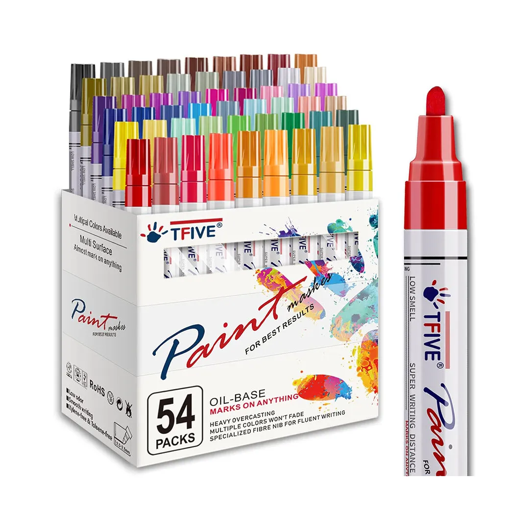 54 Color Medium Paint Markers waterproof permanent pen for versatile art and crafts