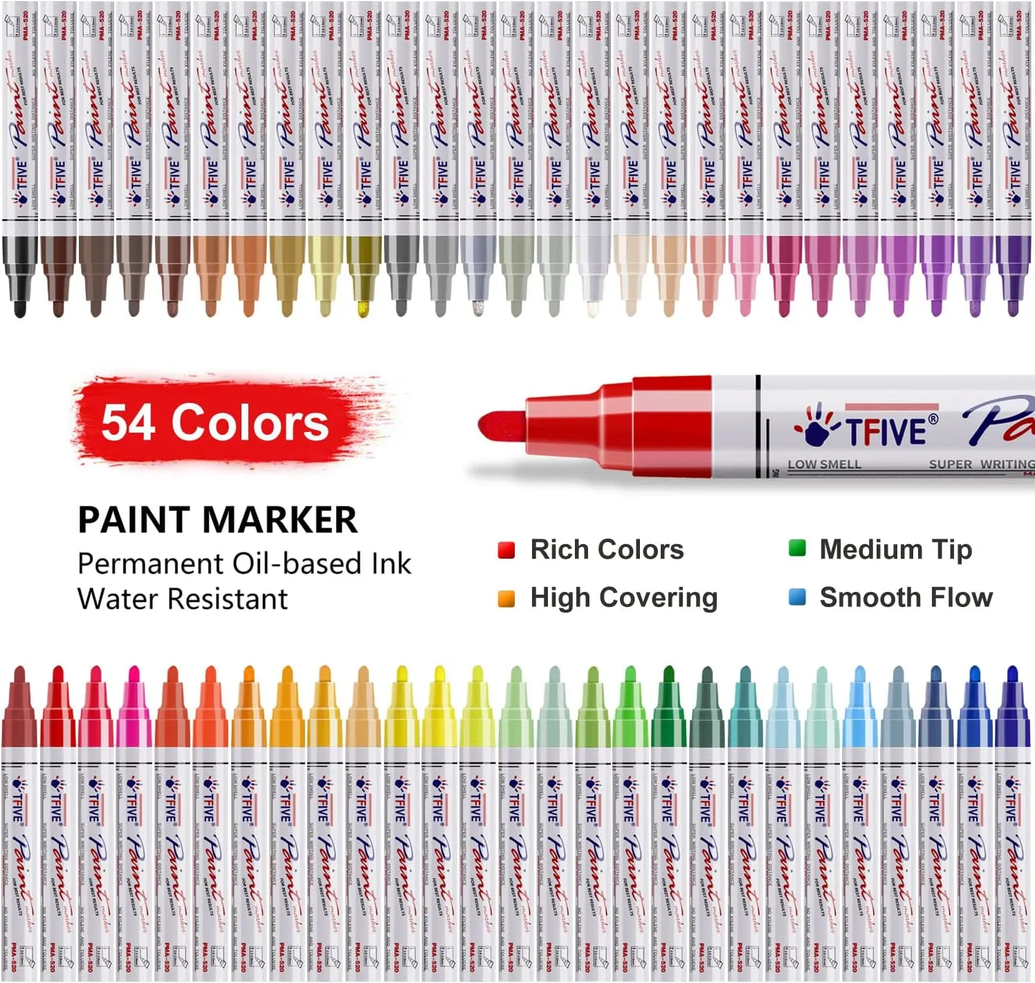 54 Color Medium Paint Markers waterproof permanent pen for versatile art and crafts