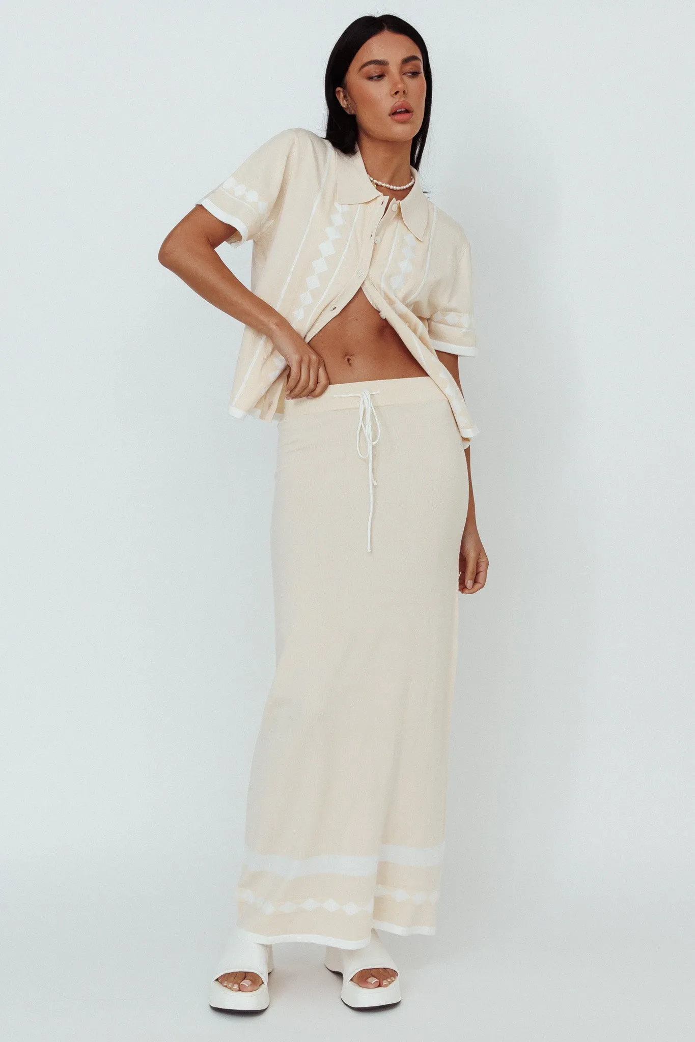 Amalfi Sun Knit Maxi Skirt Sand