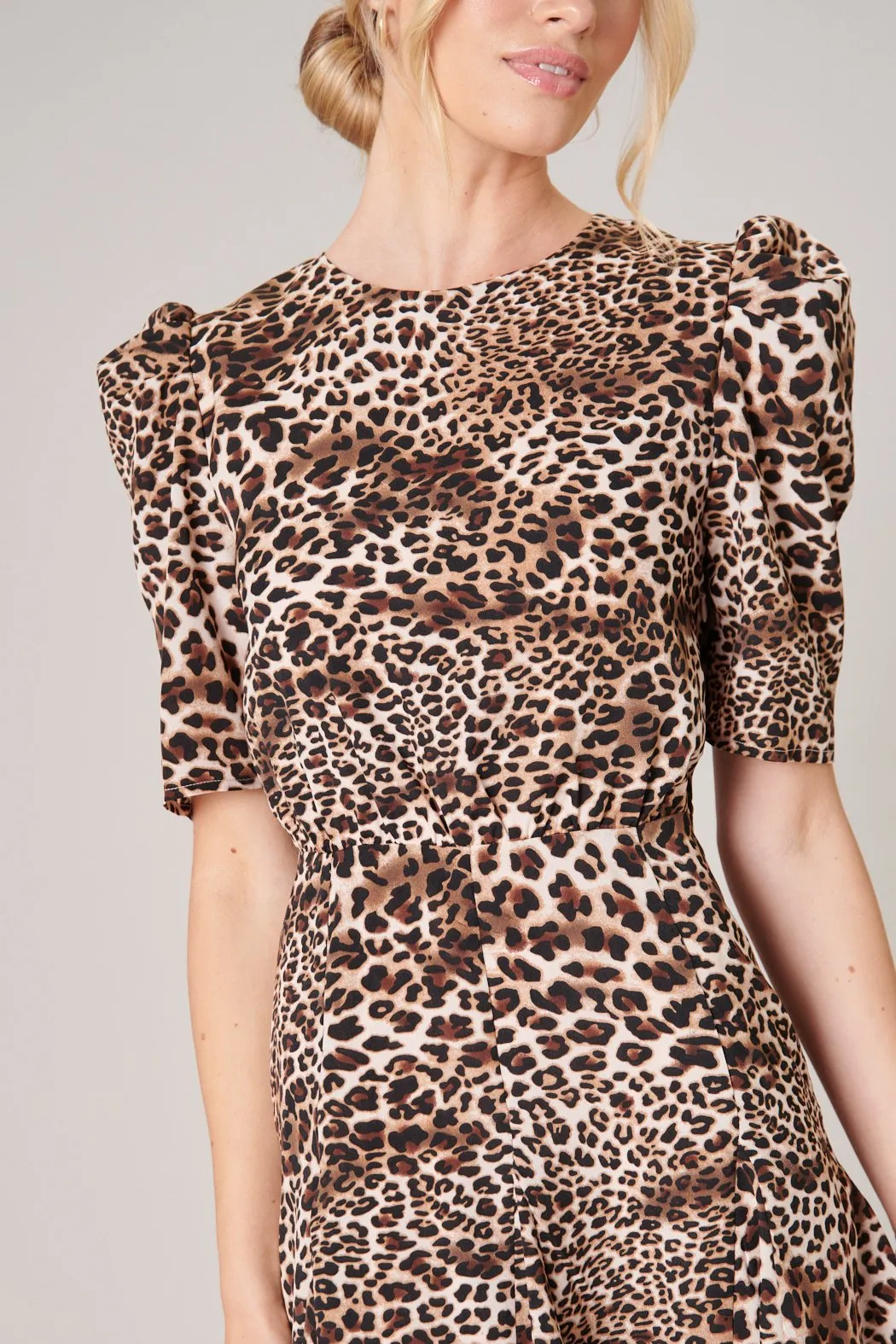 Amuse Me Leopard Print Ruffle Dress