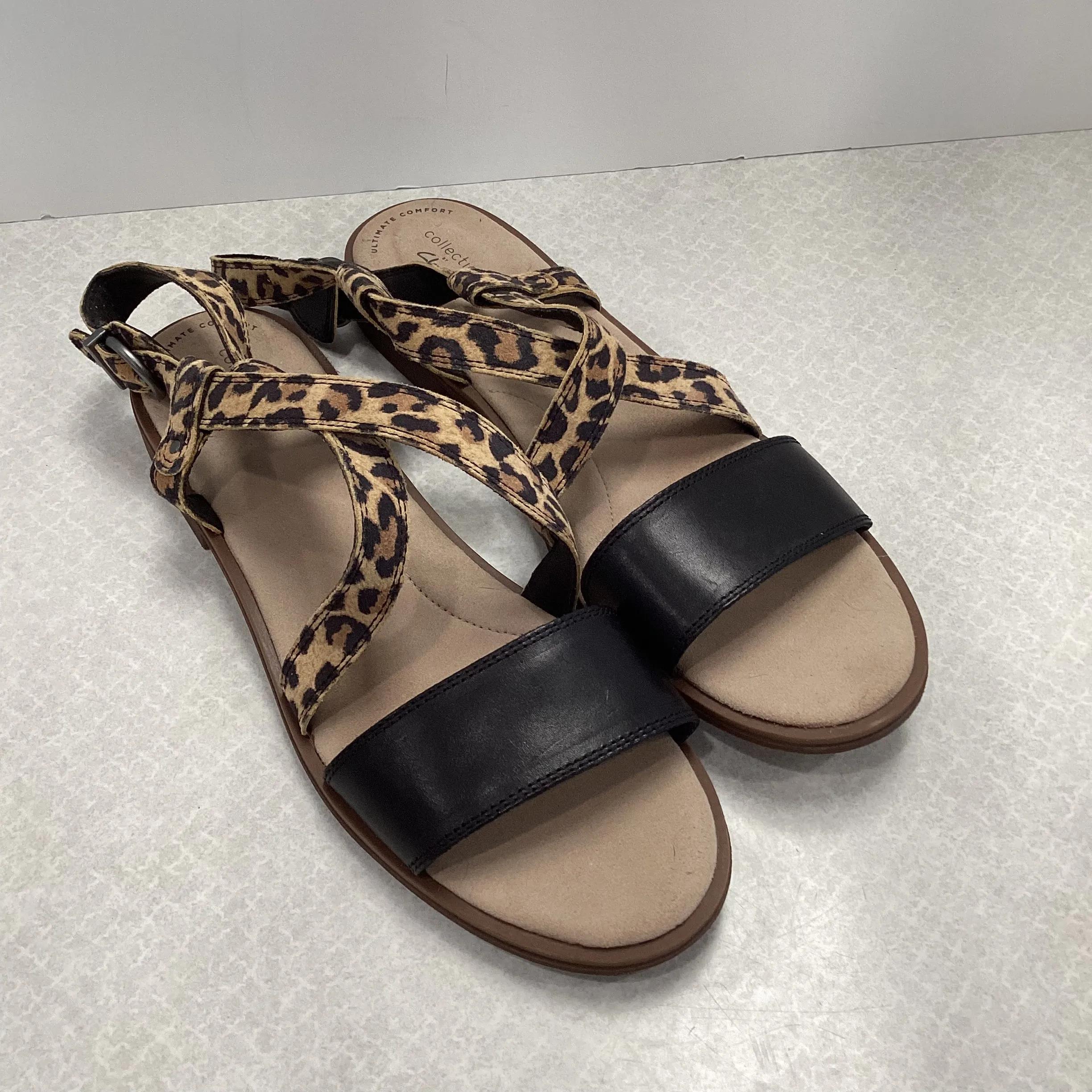 Animal Print Sandals Flats Clarks, Size 12