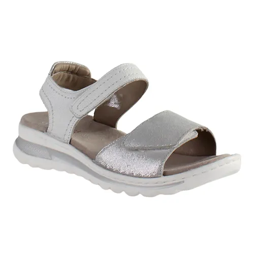 Ara Ladies Velcro Sandals - 47207 - White/Silver