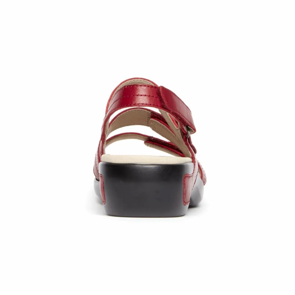 Aravon POWER COMFORT SANDALS THREE STRAP RIO RED/LEATHER