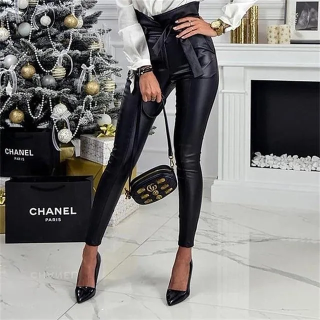 Belt High Waist Pencil Pants