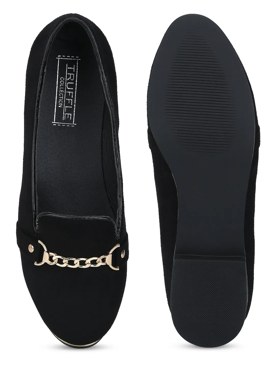 Black Micro Chained Belly Flats