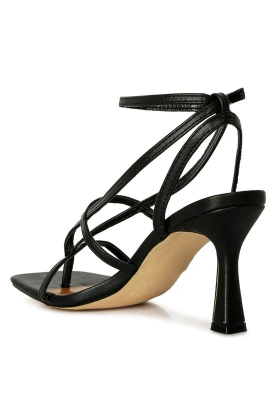 Black Stalker Strappy Ankle Strap Sandals