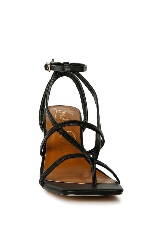 Black Stalker Strappy Ankle Strap Sandals