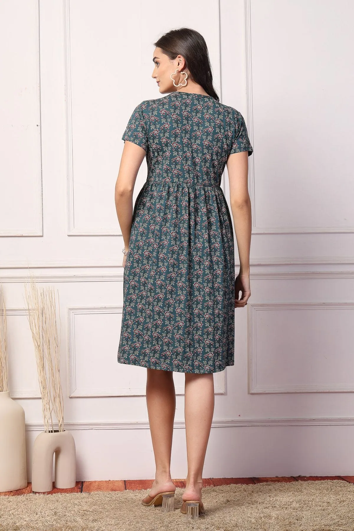 Botanical Bliss Maternity Zipless Feeding Dress