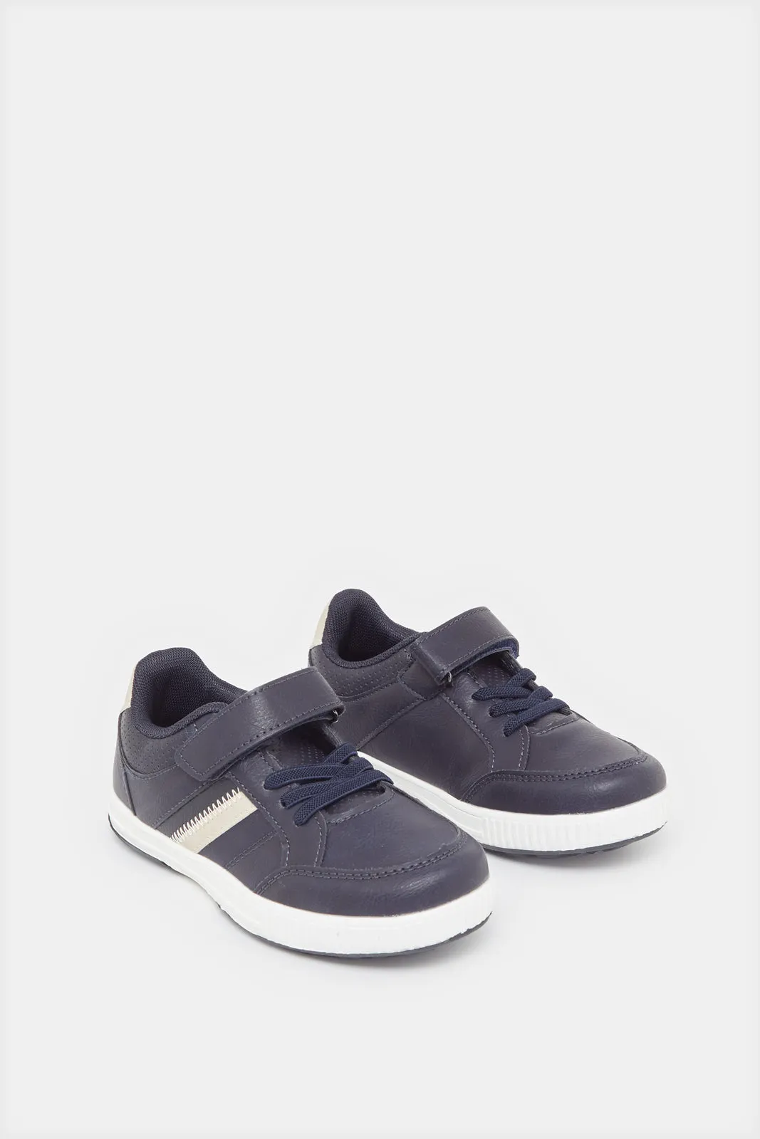 Boys Navy Textured Sneakers