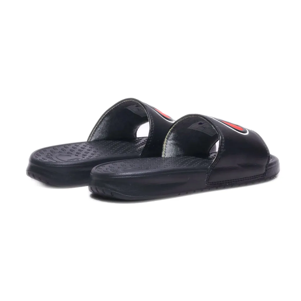 Champion Flat Sandals Leather Black Colour For Kids