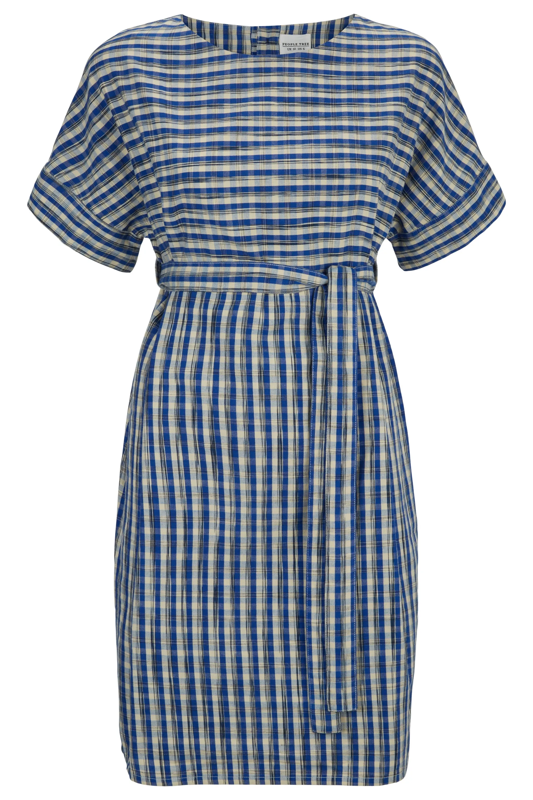 Christabel Ikat Dress in Blue check