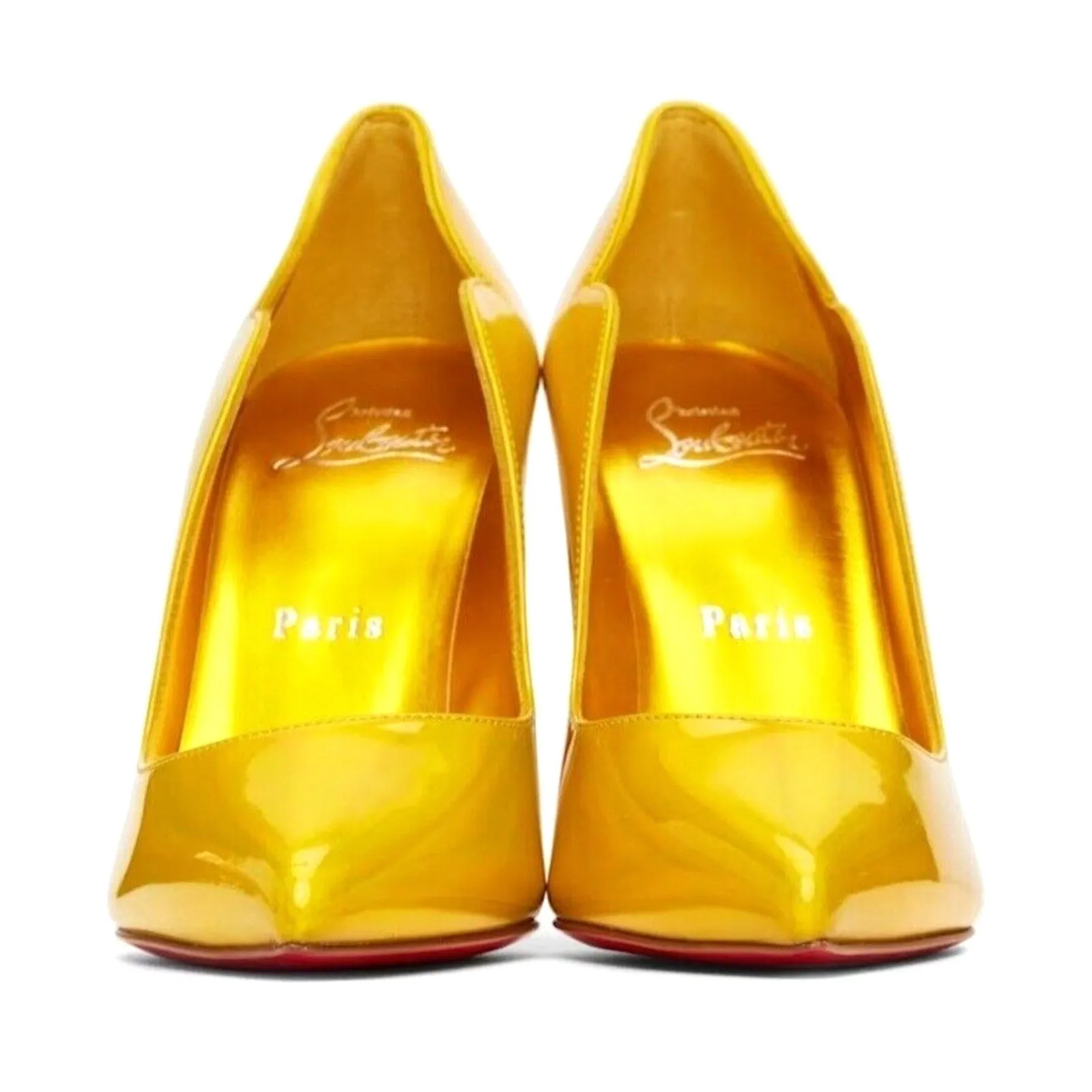 Christian Louboutin Hot Chick 100 patent Leather psychic yellow Pumps