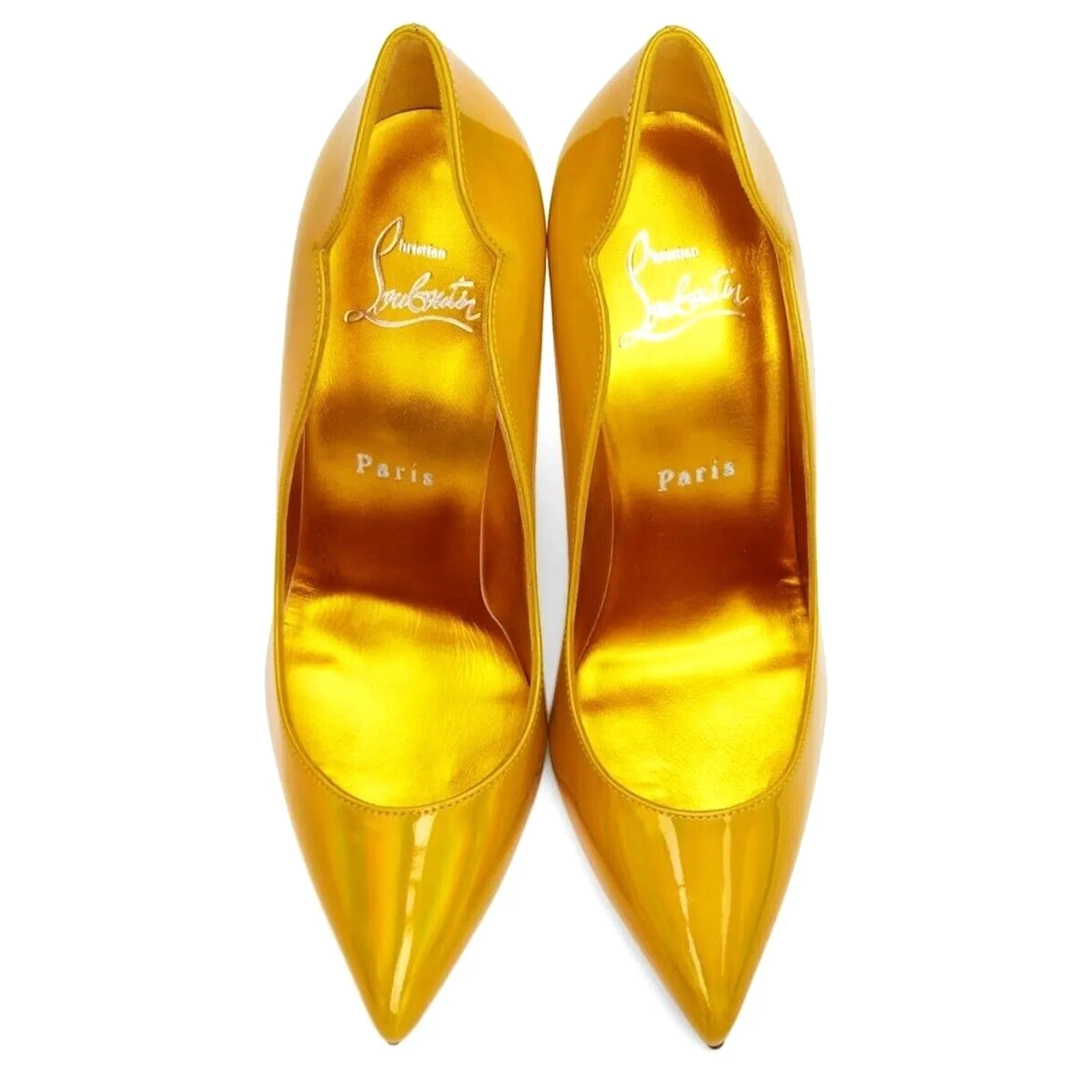 Christian Louboutin Hot Chick 100 patent Leather psychic yellow Pumps