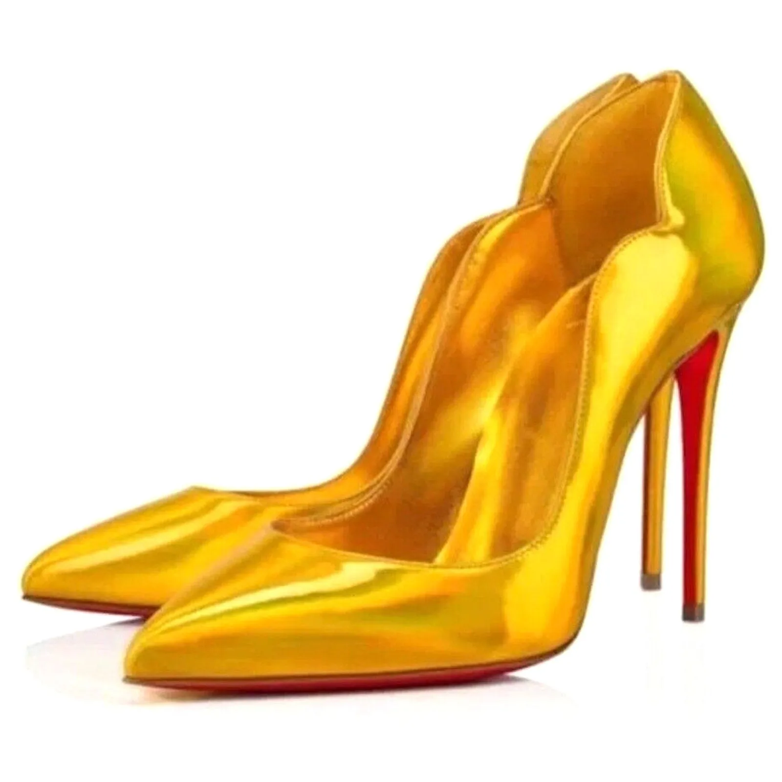 Christian Louboutin Hot Chick 100 patent Leather psychic yellow Pumps