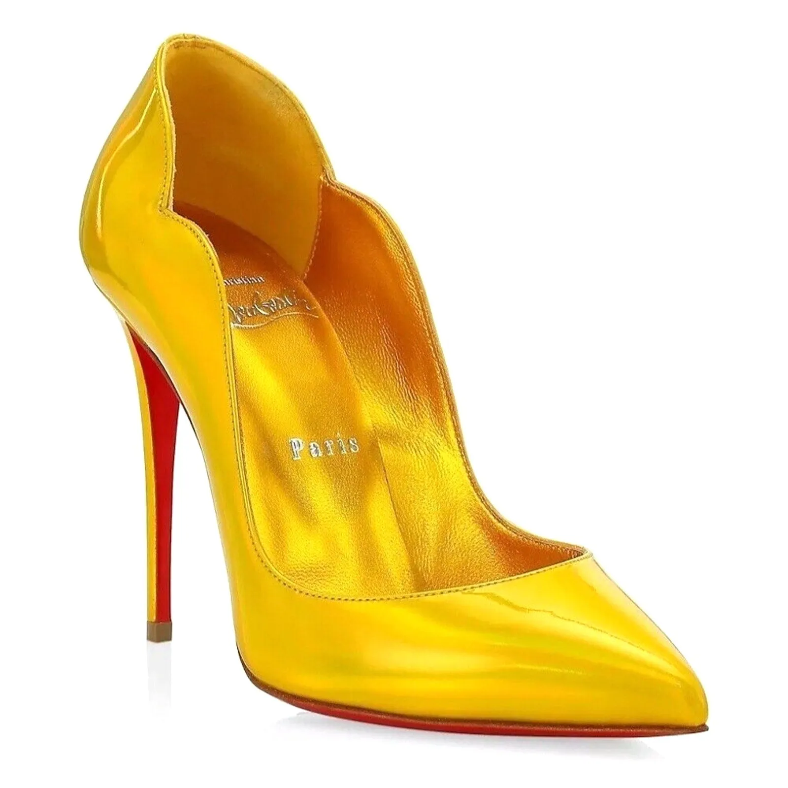 Christian Louboutin Hot Chick 100 patent Leather psychic yellow Pumps