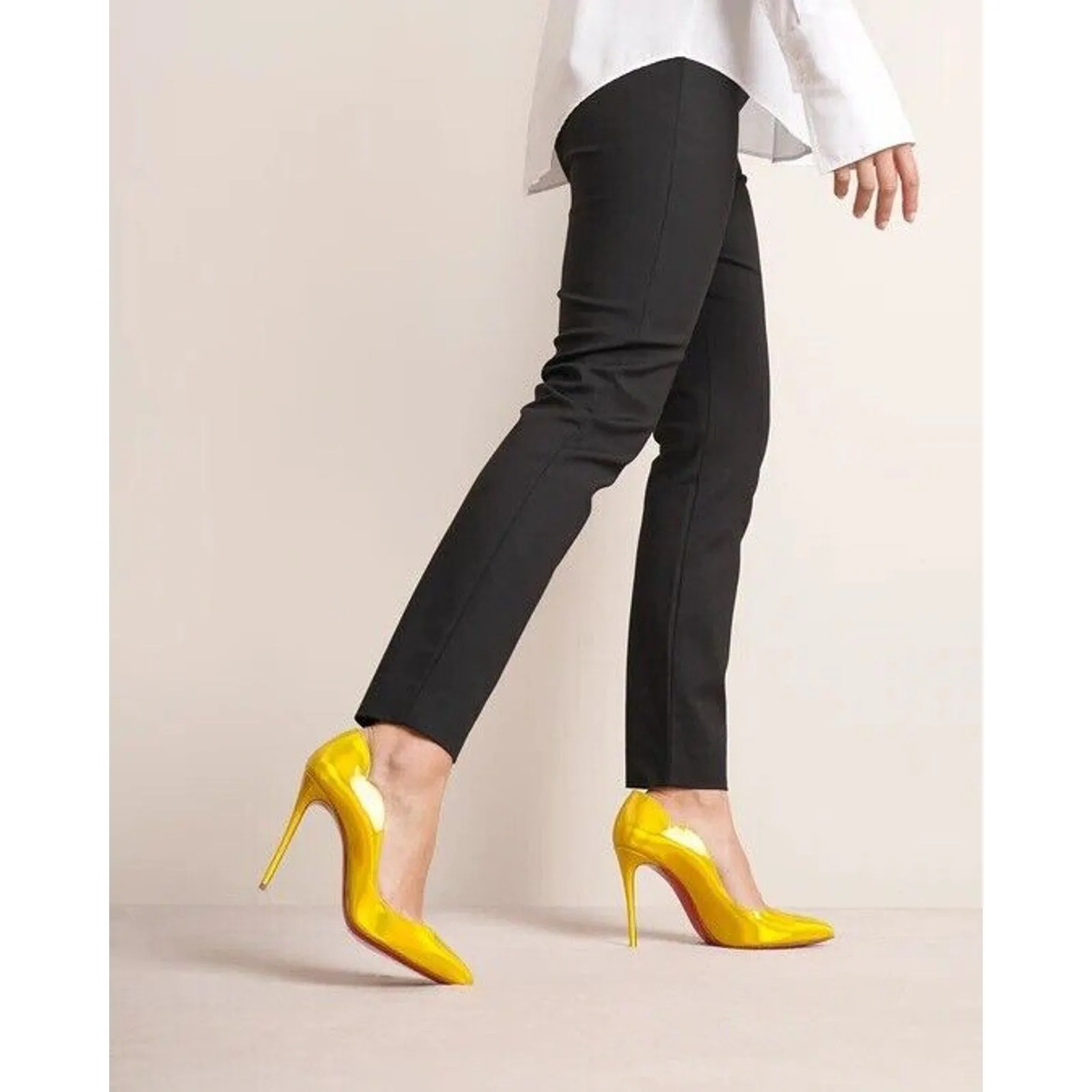 Christian Louboutin Hot Chick 100 patent Leather psychic yellow Pumps