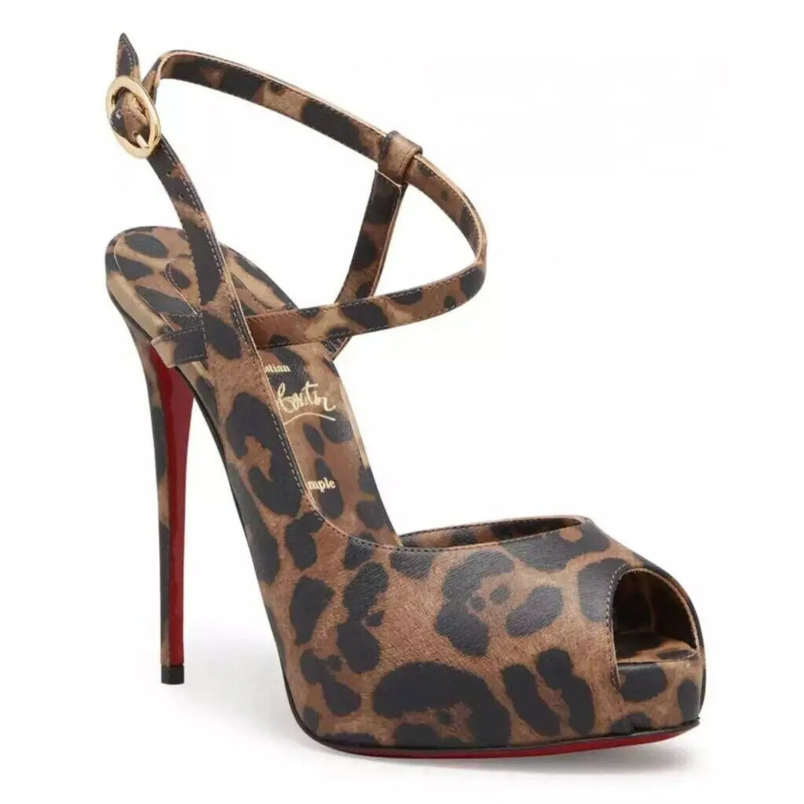 Christian Louboutin Jenlove Alta 120 Platform Leopard Sandals pumps Brown