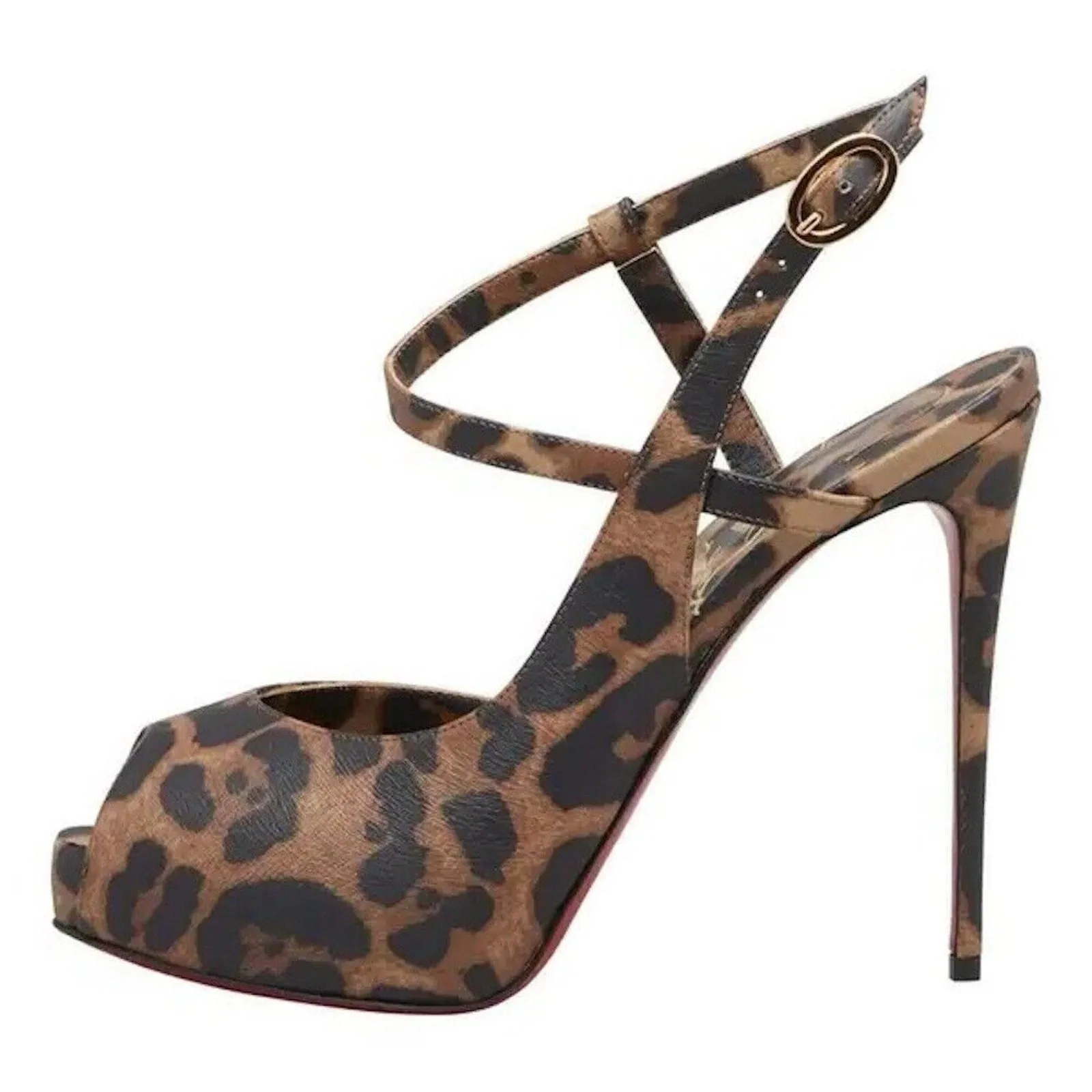 Christian Louboutin Jenlove Alta 120 Platform Leopard Sandals pumps Brown