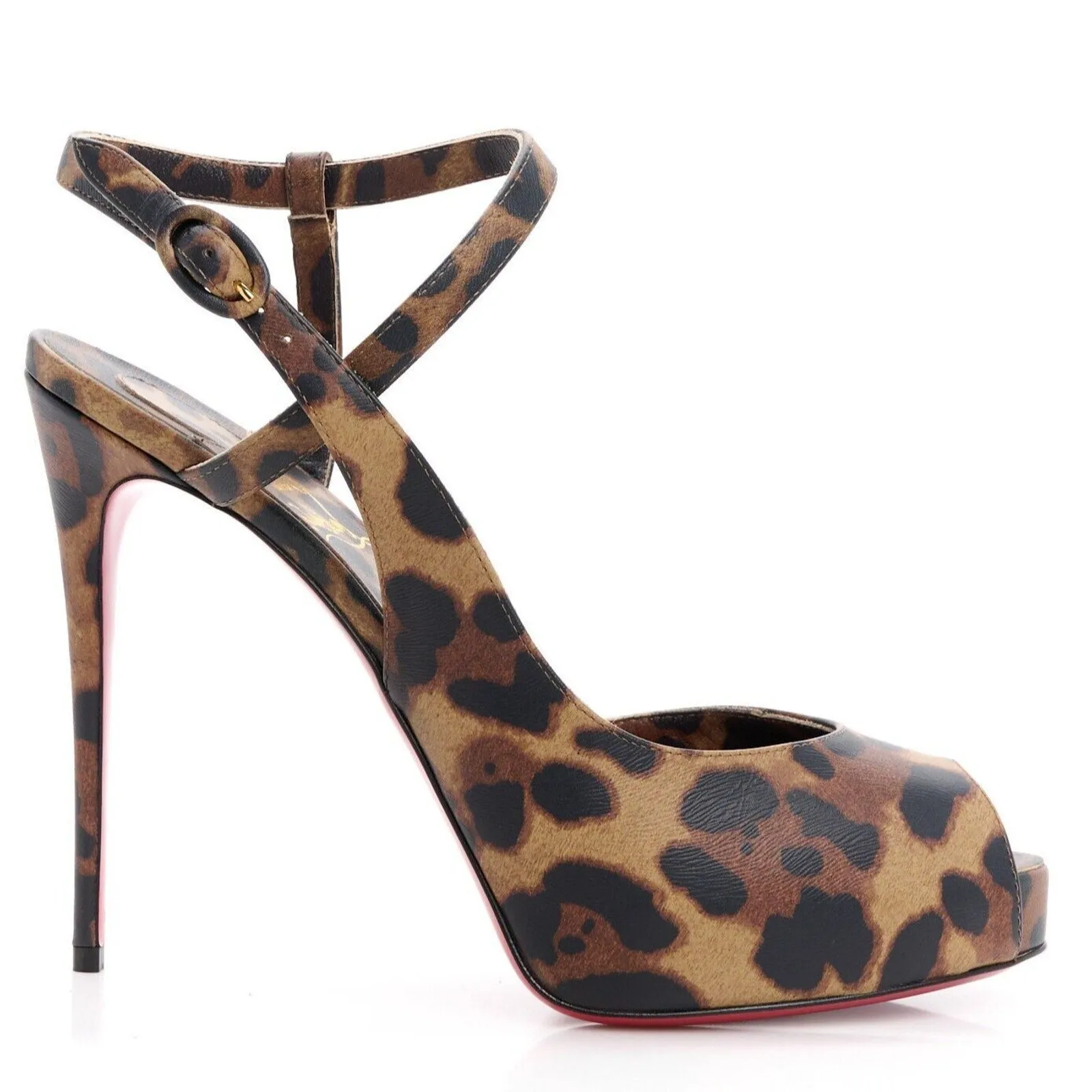 Christian Louboutin Jenlove Alta 120 Platform Leopard Sandals pumps Brown