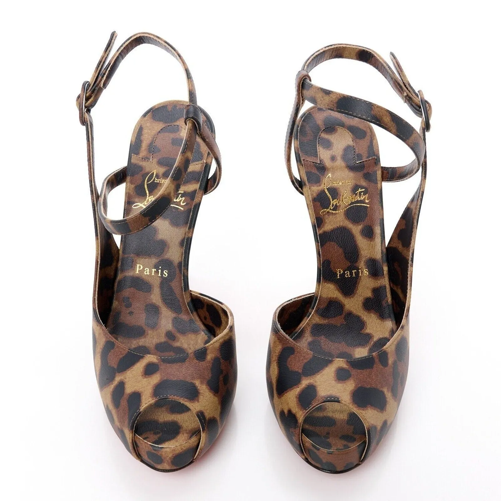 Christian Louboutin Jenlove Alta 120 Platform Leopard Sandals pumps Brown