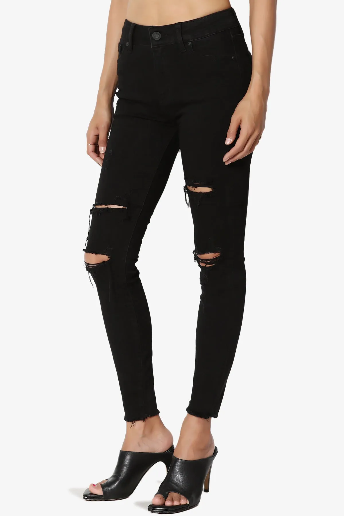 Clara High Rise Crop Skinny Jeans in Black