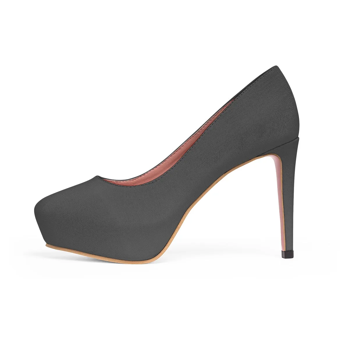 Classic Gray Heels, Solid Color Print Luxury Essential Women's Platform Heels (US Size: 5-11)