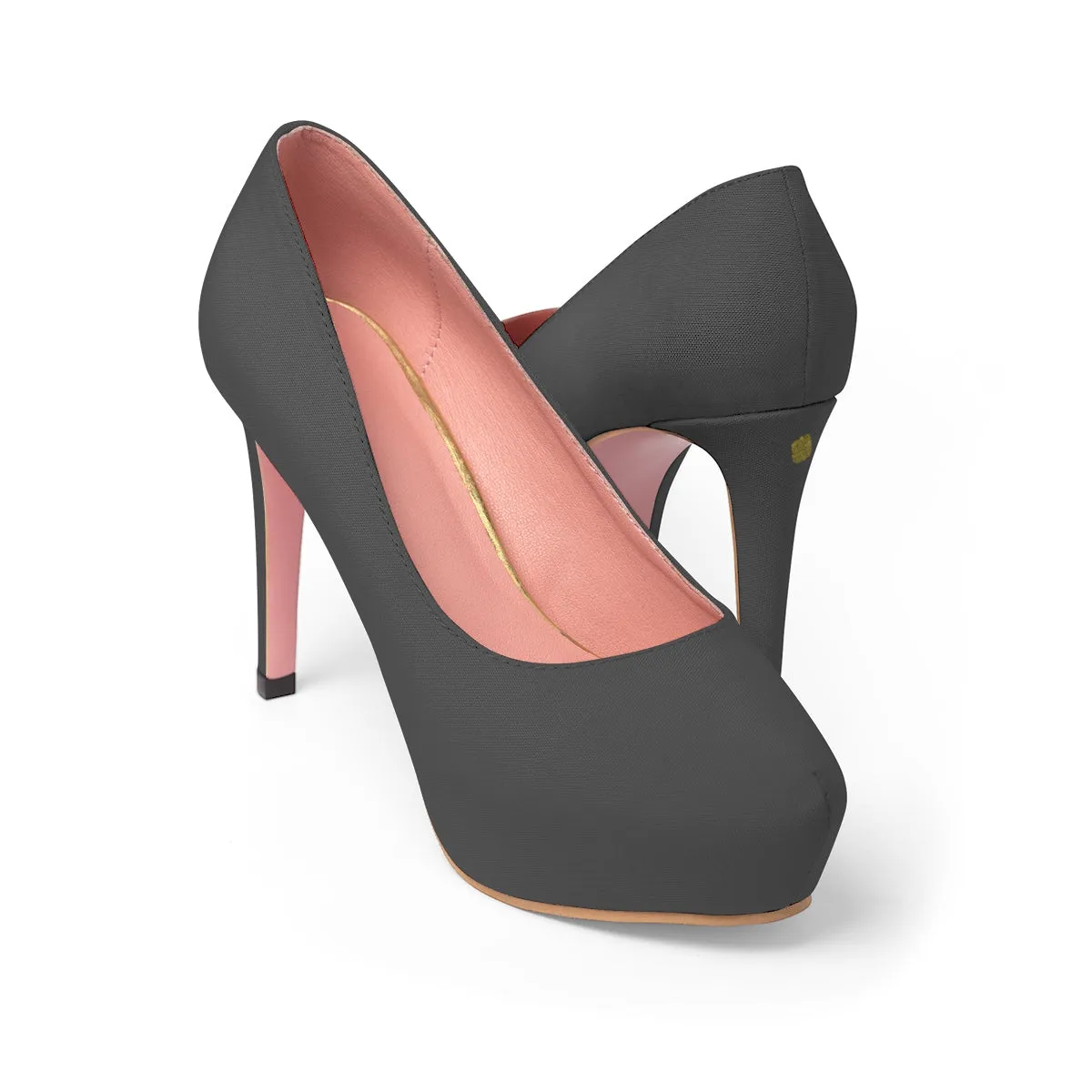 Classic Gray Heels, Solid Color Print Luxury Essential Women's Platform Heels (US Size: 5-11)