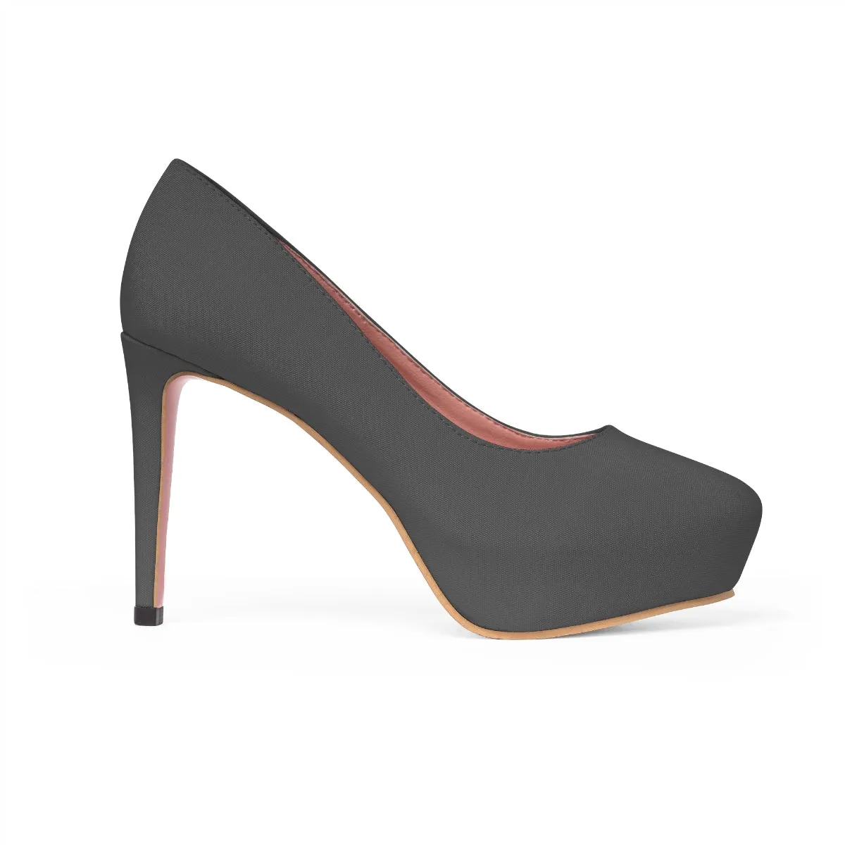 Classic Gray Heels, Solid Color Print Luxury Essential Women's Platform Heels (US Size: 5-11)