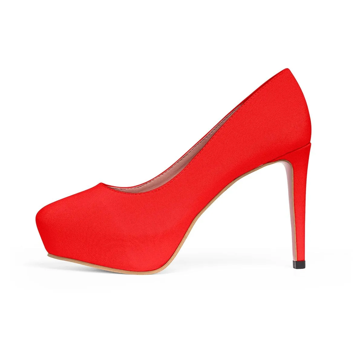 Classic Hot Red Heels, Solid Color Print Luxury Essential Women's Platform Heels (US Size: 5-11)