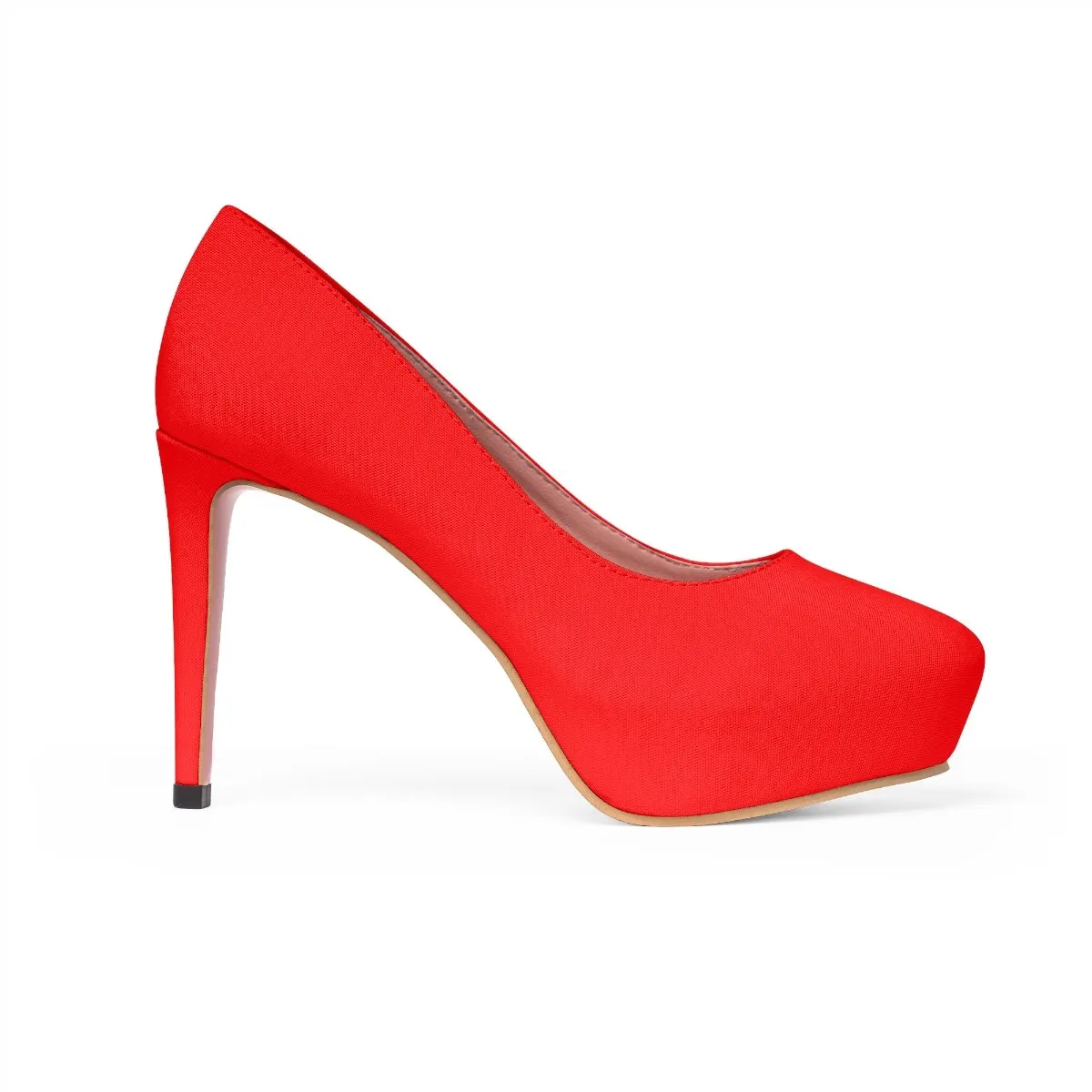 Classic Hot Red Heels, Solid Color Print Luxury Essential Women's Platform Heels (US Size: 5-11)