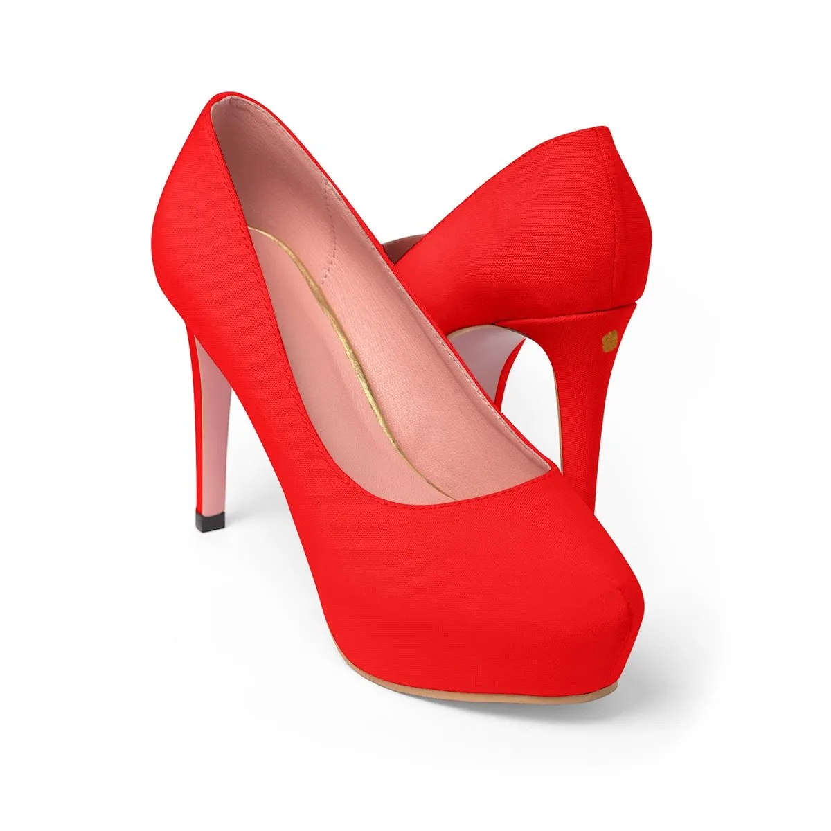 Classic Hot Red Heels, Solid Color Print Luxury Essential Women's Platform Heels (US Size: 5-11)