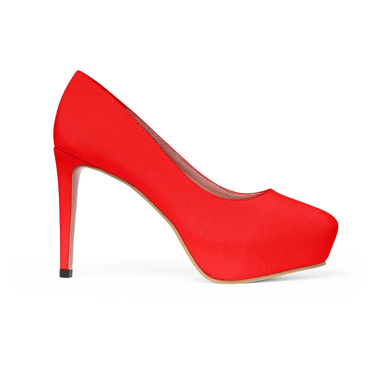 Classic Hot Red Heels, Solid Color Print Luxury Essential Women's Platform Heels (US Size: 5-11)