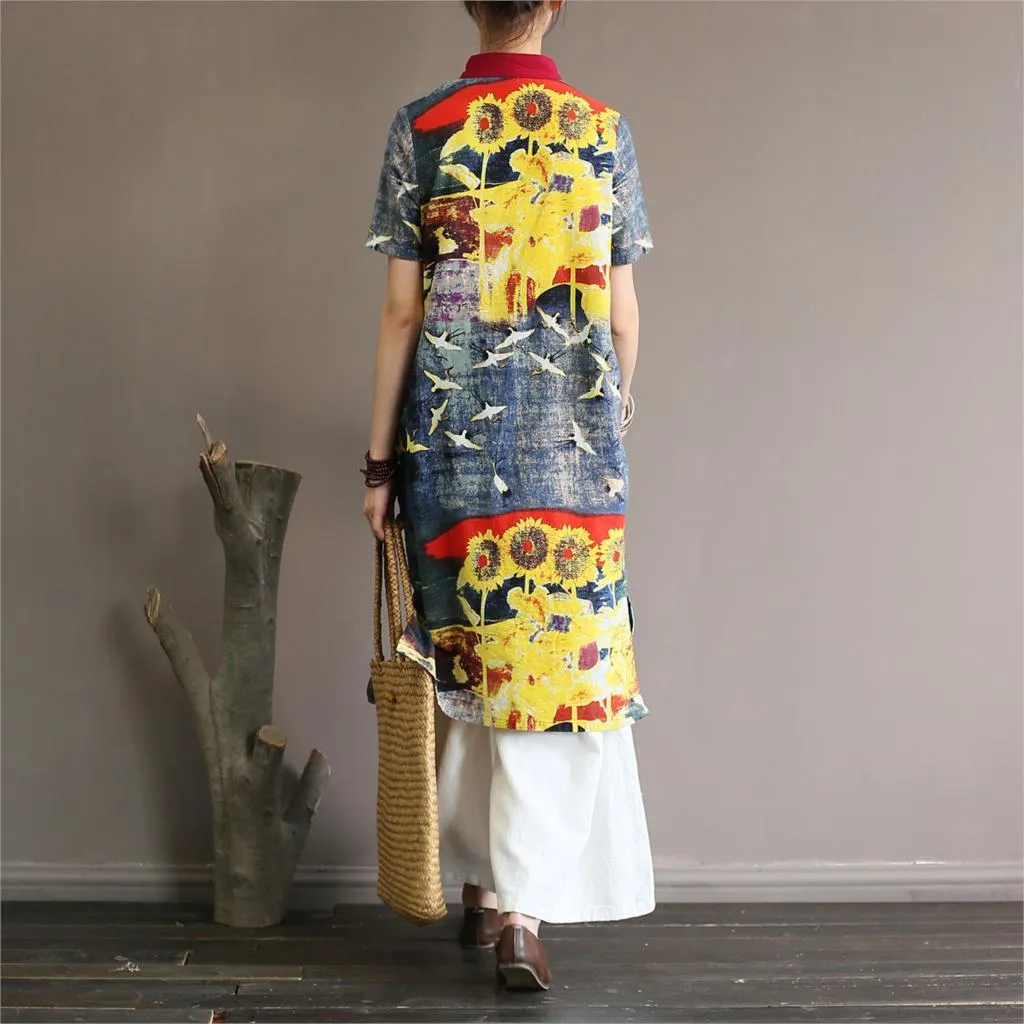 Colorful Chinese Style Tunic Top