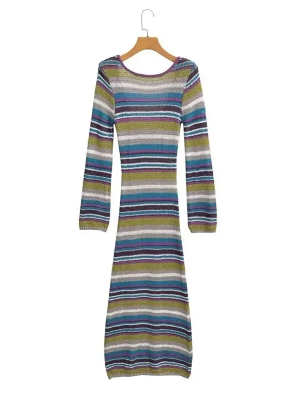 Colorful Striped Backless Dress for Every Occasion