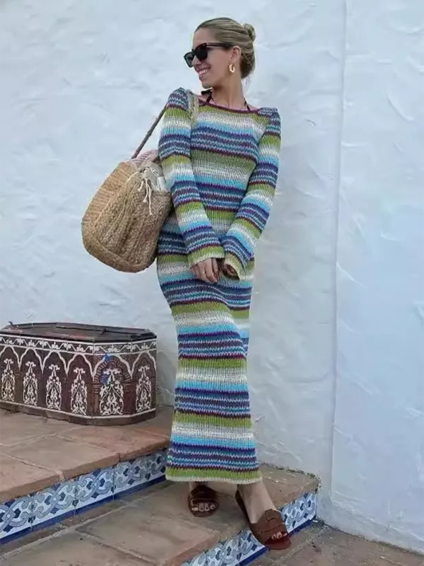 Colorful Striped Backless Dress for Every Occasion