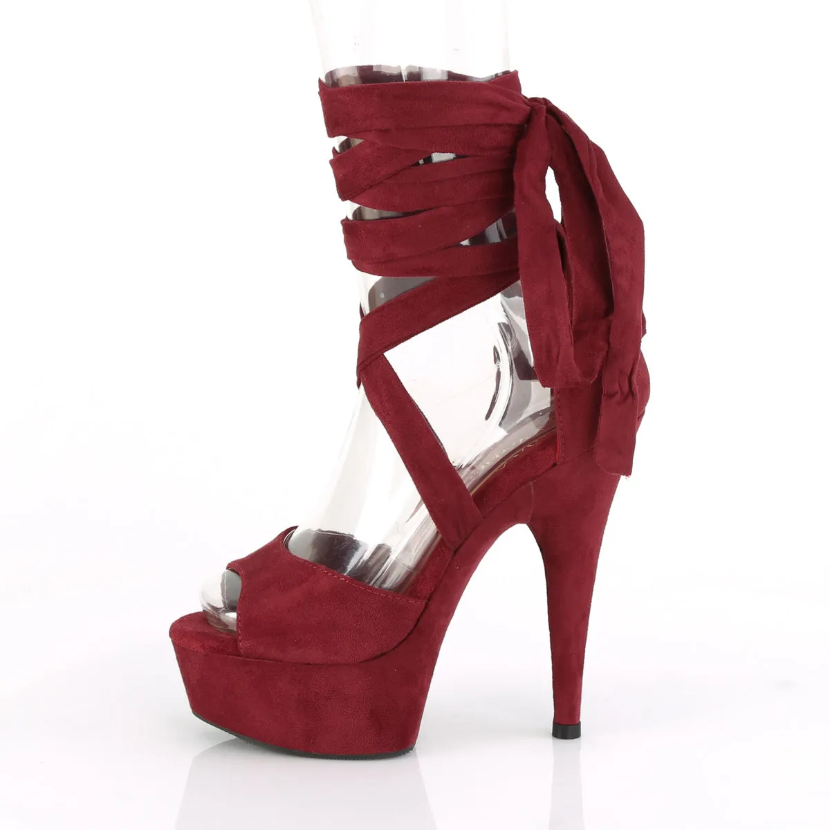 Criss Cross Ankle Wrap Sandals Burgundy