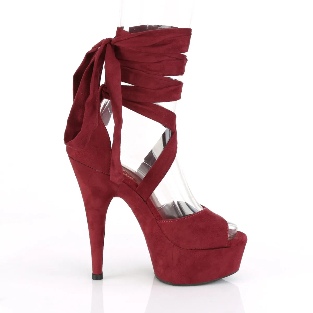 Criss Cross Ankle Wrap Sandals Burgundy