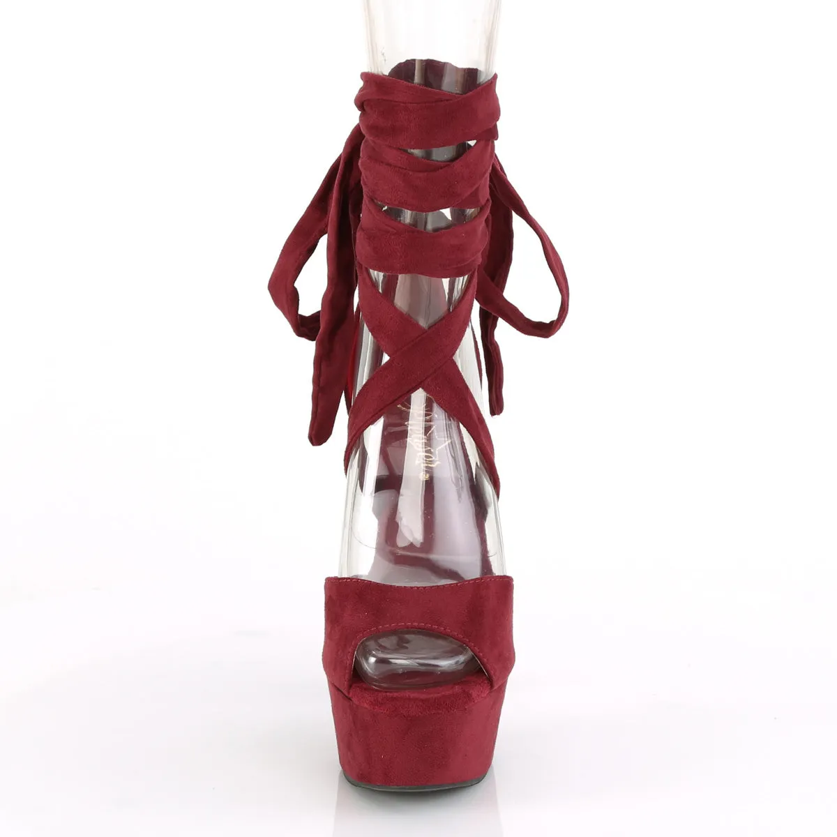 Criss Cross Ankle Wrap Sandals Burgundy