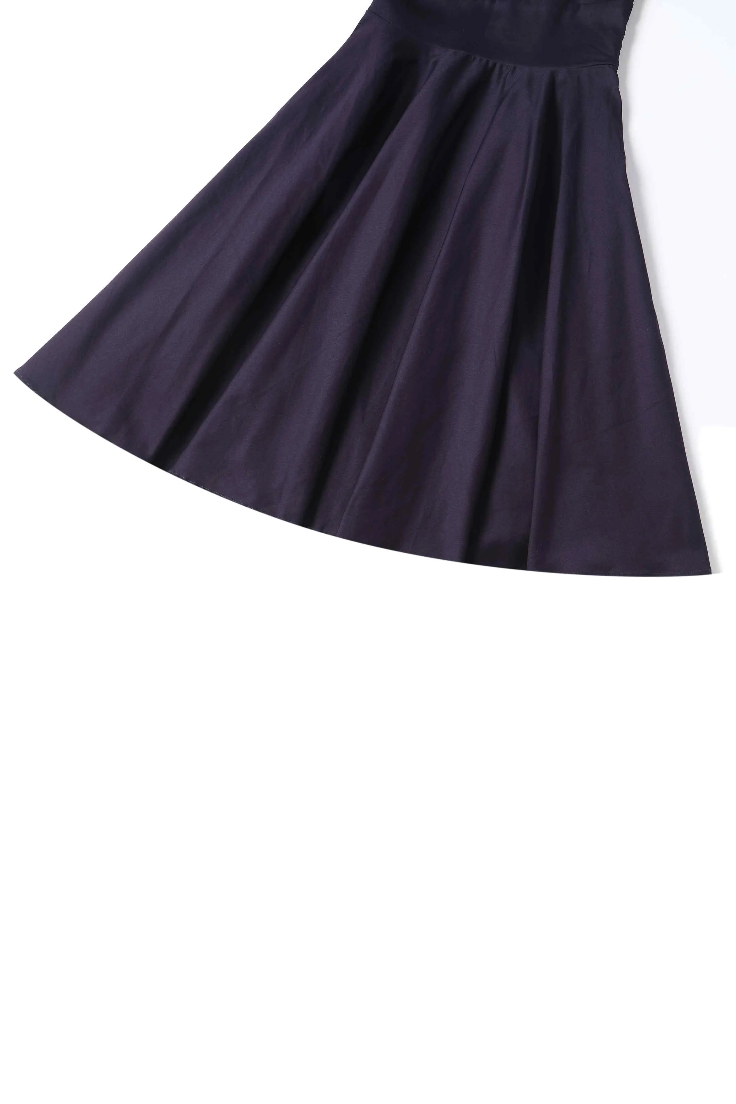 Darlene Navy Blue Roll Collar Circle Dress