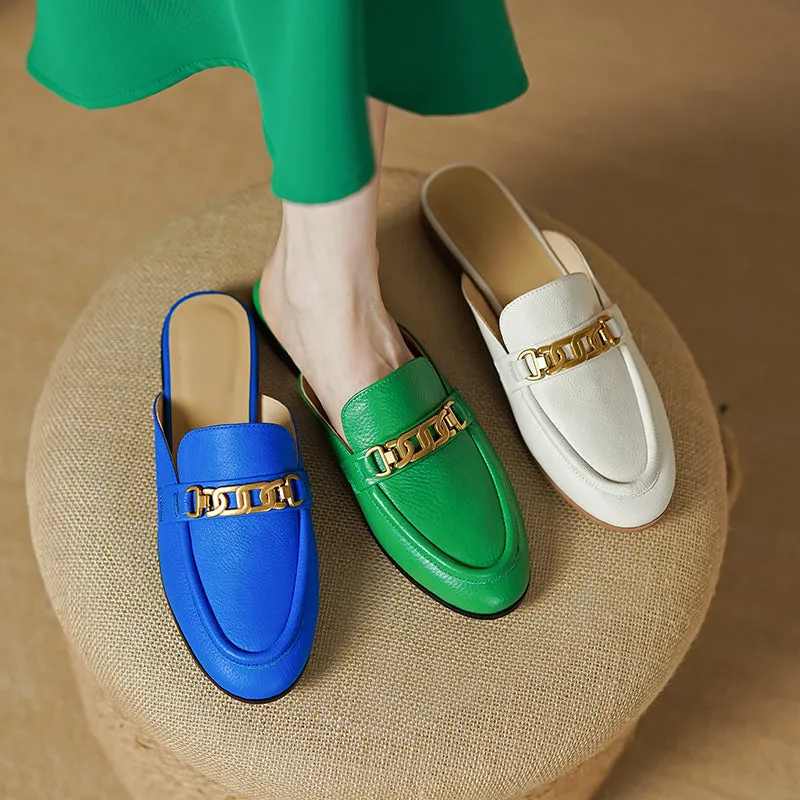 Eleni Royal Blue Flat Mules