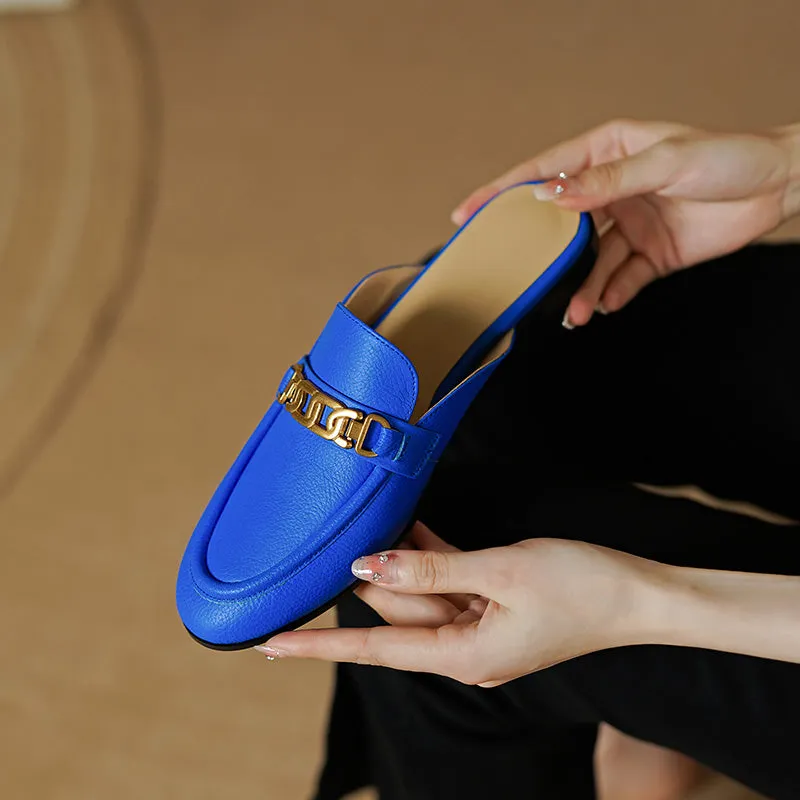 Eleni Royal Blue Flat Mules