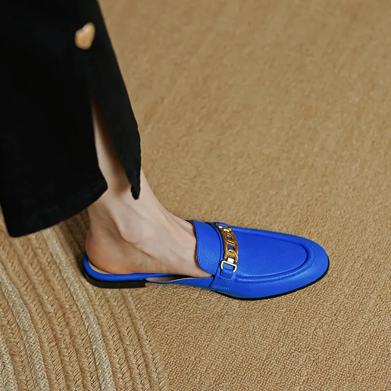 Eleni Royal Blue Flat Mules