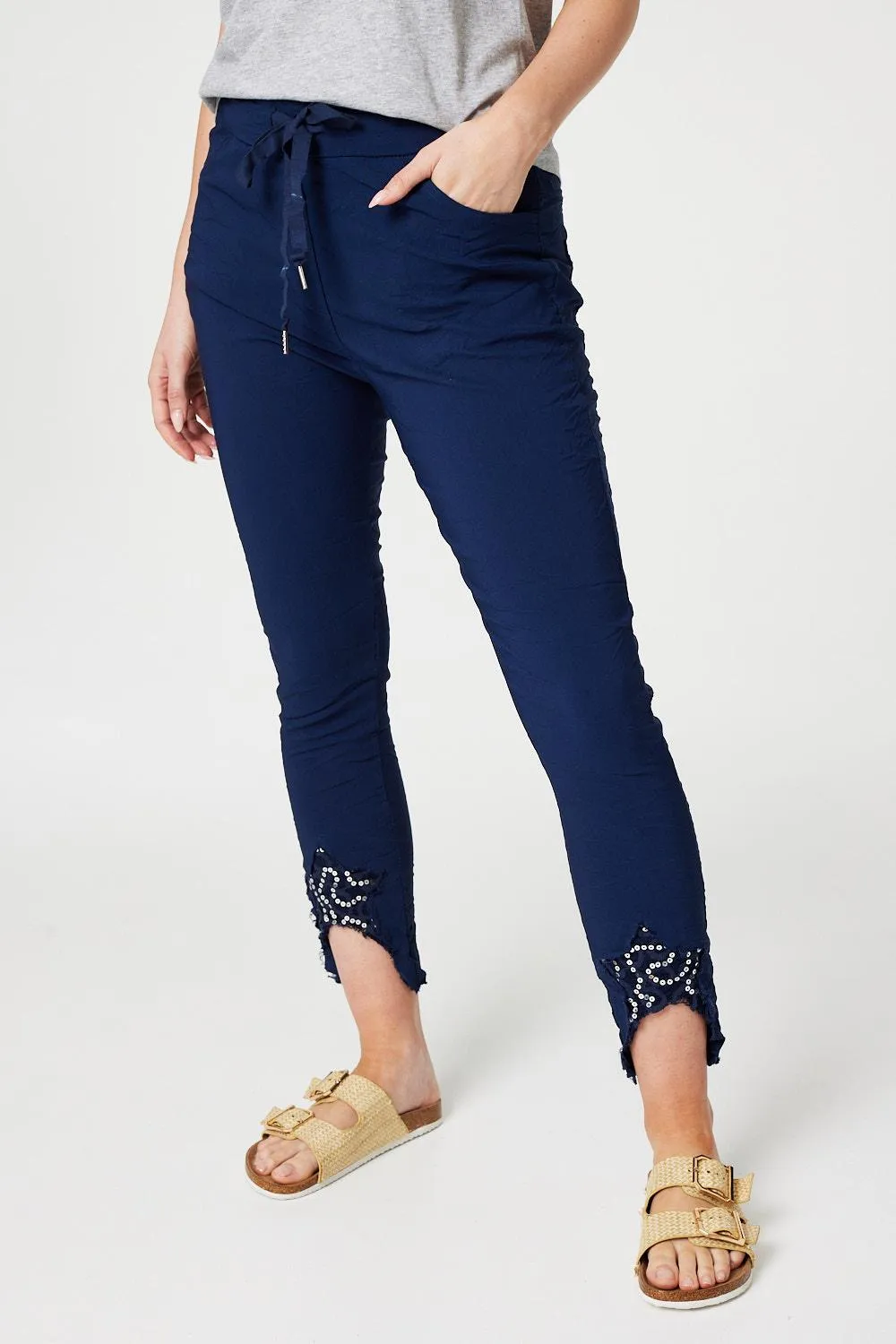 Embellished High Waist Trousers