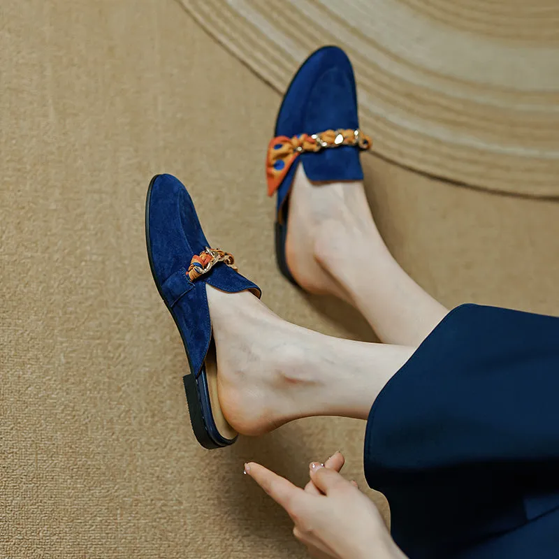 Emi Navy Flat Mules