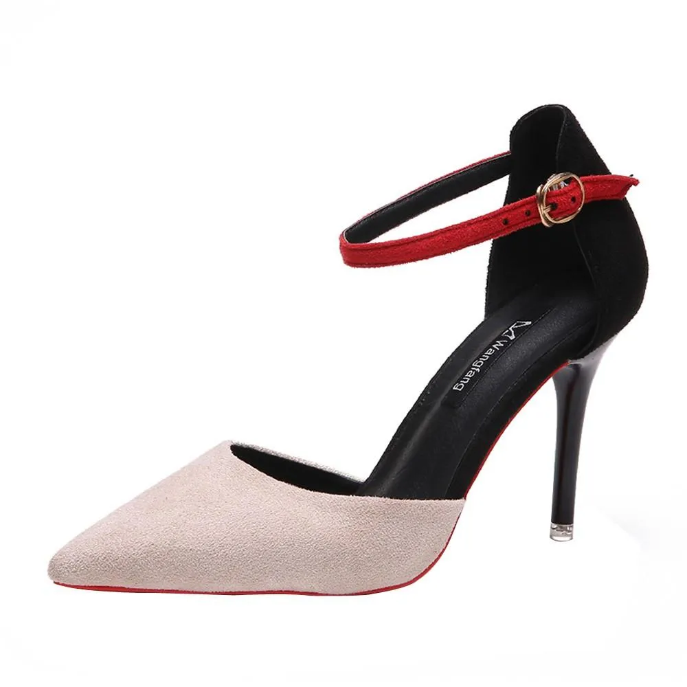 Fashion Women Pointed Toe Pumps Mixed Colors Slip-On High Fine Heel Party Shoes