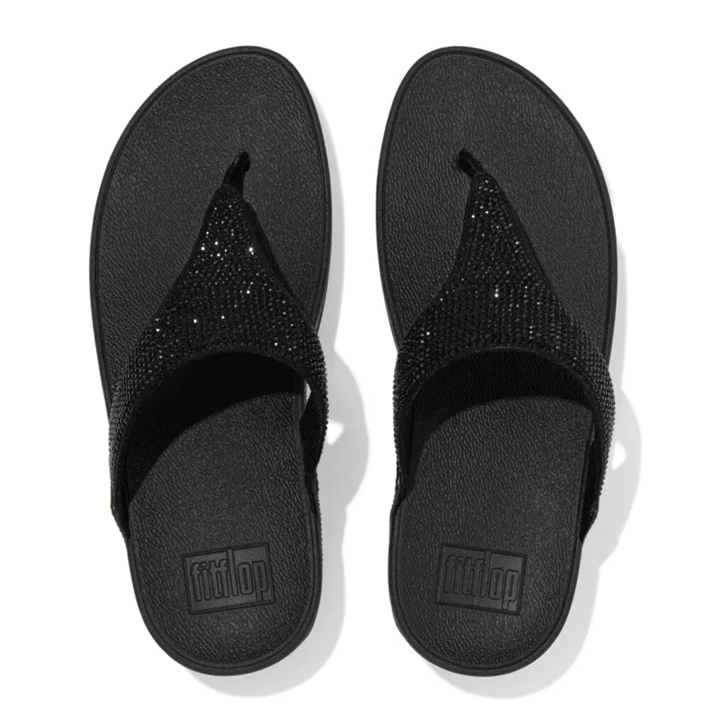 FitFlop Lulu Crystal Embellished Toe Post Black