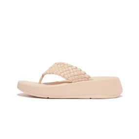 Fitflop Women F-Mode Woven-Leather Flatform Toe-Post Sandals |FW7-A41| Rose Foam