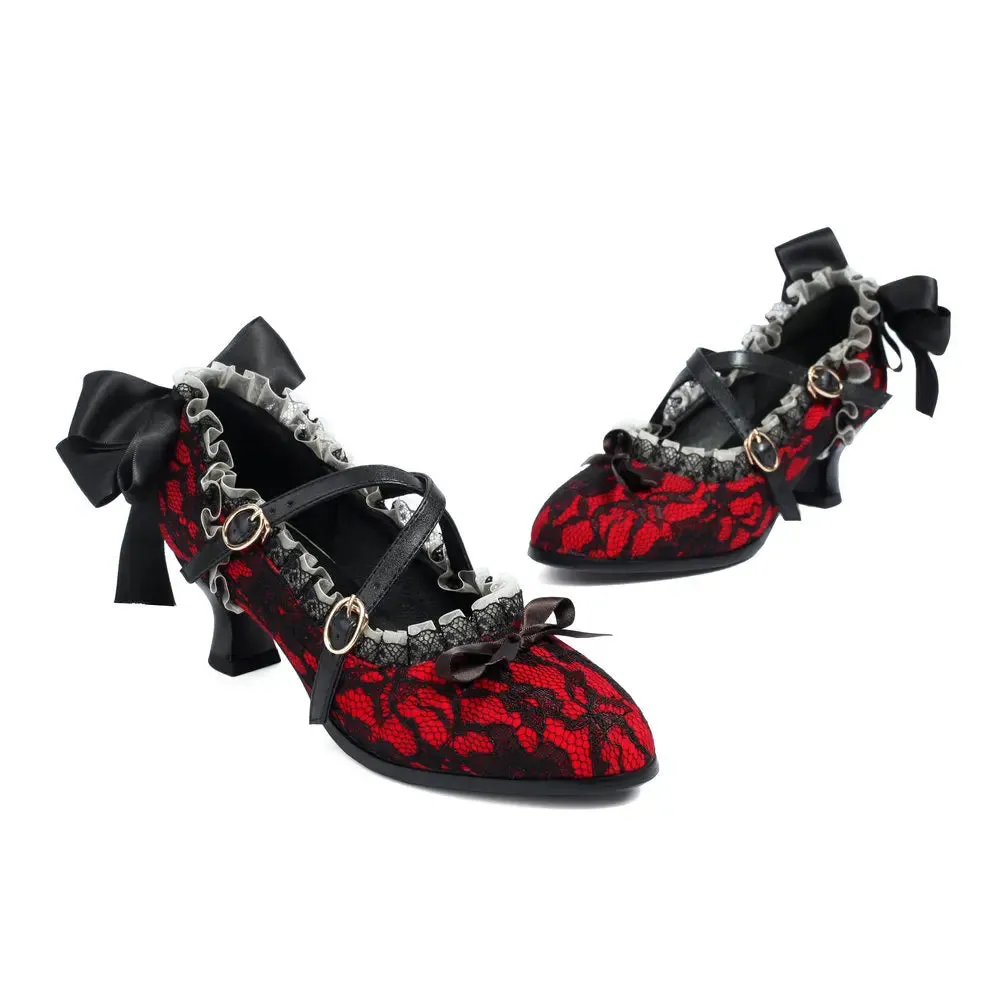 Gothic Lace Velvet Classic Lolita Mary Janes Women's Pumps