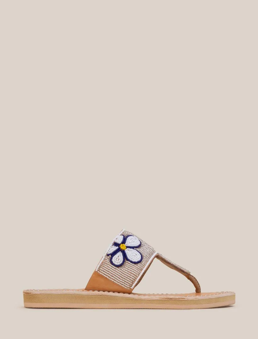 Heron LP Leather Sandal White Flower